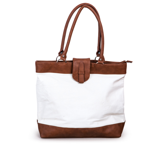 Canvas and Leather Fabric HandBag